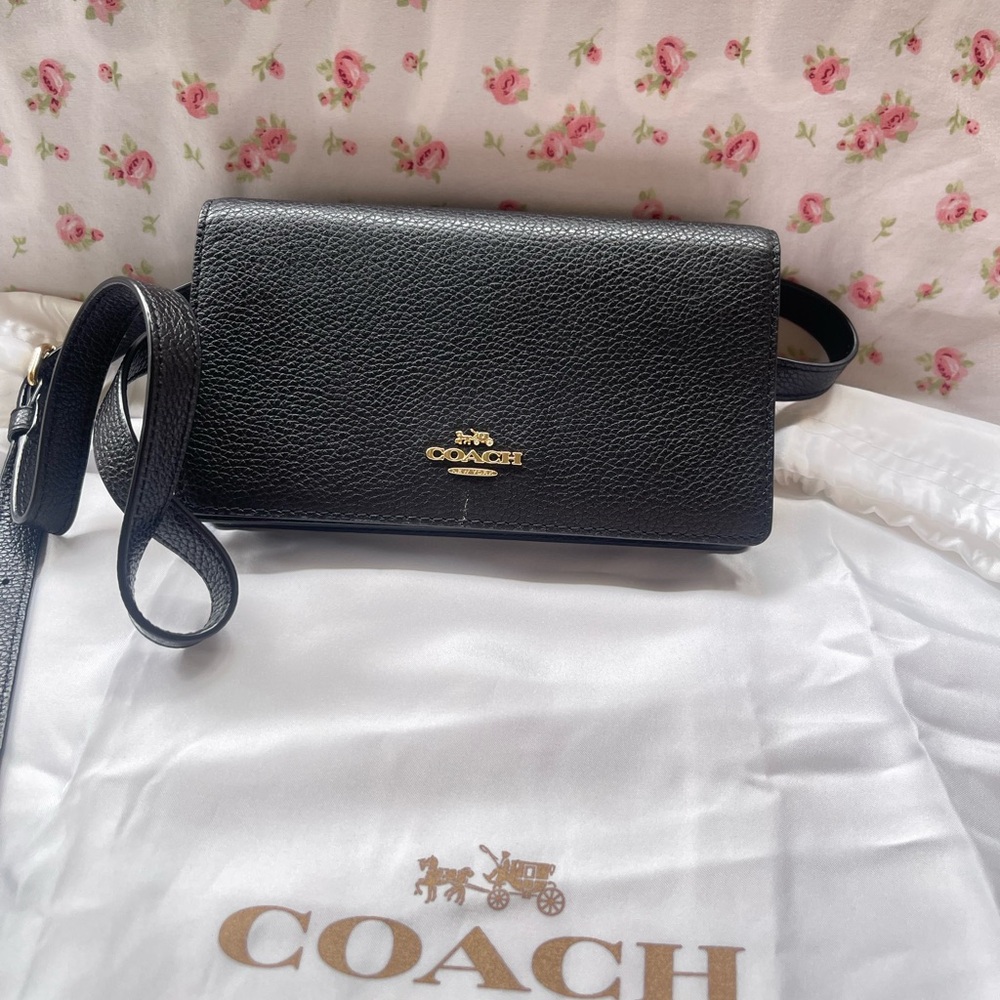 Coach Black Leather Belt Bag